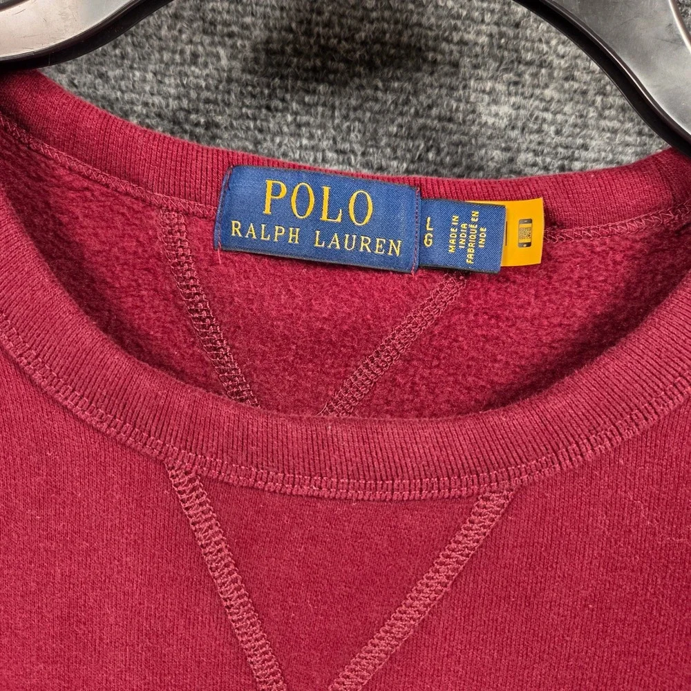 Polo Ralph Lauren‎ Fleece Pullover Sweatshirt Mens Large Red Cotton Blend Preppy